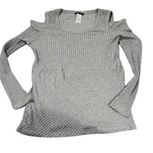 Mark By Avon New Cold Shoulder Stretch Ribbed Gray Women's Sweater Xl